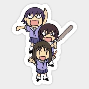 I draw chibi team Knuckleheads / azumanga daioh Sticker